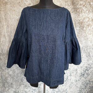Ralph Lauren Denim Bell Sleeve Boatneck Top - Medium